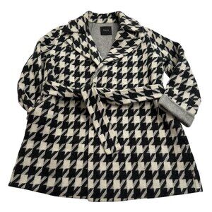 Theory Danvey Wool Houndstooth Belted Jacket in Black White